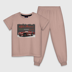 Пижама хлопковая детская Alfa Romeo Retro, цвет: пыльно-розовый