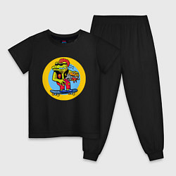Пижама хлопковая детская Dino skater, цвет: черный