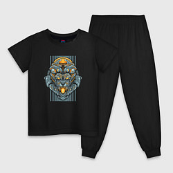 Пижама хлопковая детская Lion Mecha Cyborg, цвет: черный