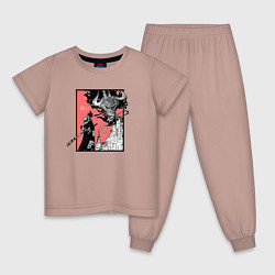Пижама хлопковая детская Луффи против Кайдо One Piece, цвет: пыльно-розовый