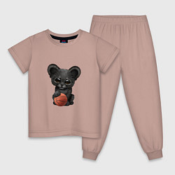 Пижама хлопковая детская Баскетбол - Пантера, цвет: пыльно-розовый
