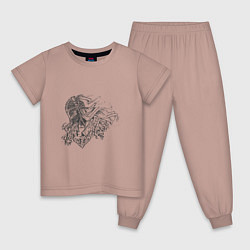 Пижама хлопковая детская Рыцарь из игры Elden Ring, цвет: пыльно-розовый