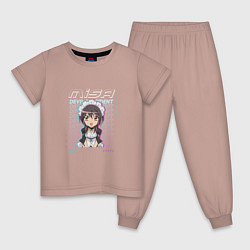 Пижама хлопковая детская Мисаки арт, цвет: пыльно-розовый