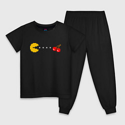Пижама хлопковая детская Pac-man 8bit, цвет: черный