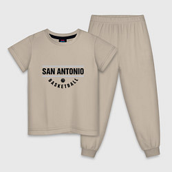 Пижама хлопковая детская San Antonio Basketball, цвет: миндальный