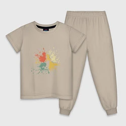 Пижама хлопковая детская Volleyball Jam, цвет: миндальный