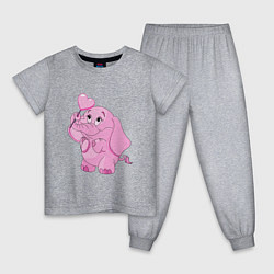 Пижама хлопковая детская Розовый слонёнок, цвет: меланж
