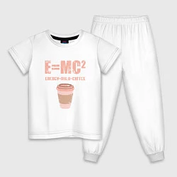 Пижама хлопковая детская EMC2 КОФЕ, цвет: белый