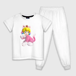 Пижама хлопковая детская Принцесса Персик - кошка Super Mario 3D Land, цвет: белый