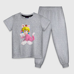 Пижама хлопковая детская Принцесса Персик - кошка Super Mario 3D Land, цвет: меланж