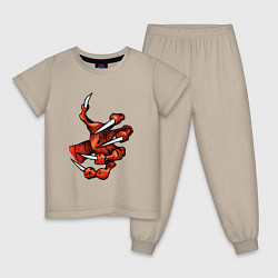 Пижама хлопковая детская Лапа дракона, цвет: миндальный