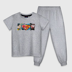 Пижама хлопковая детская Знак Супермена, цвет: меланж