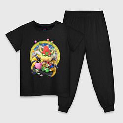 Пижама хлопковая детская Mario Party Team of heroes, цвет: черный