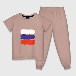 Пижама хлопковая детская Россия - Триколор, цвет: пыльно-розовый
