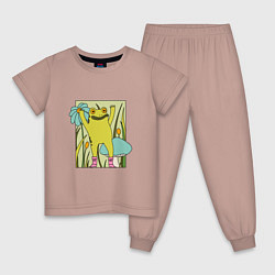 Пижама хлопковая детская ЛЯГУШКА НА ПОЗИТИВЕ, цвет: пыльно-розовый