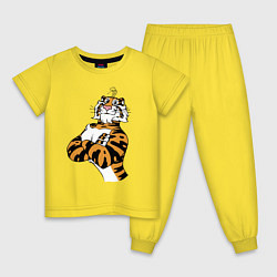 Пижама хлопковая детская Cool Tiger Power Muzzle, цвет: желтый
