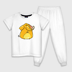 Пижама хлопковая детская Желтый слон, цвет: белый