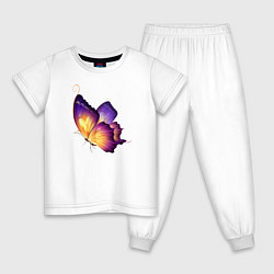 Пижама хлопковая детская Красивая бабочка A very beautiful butterfly, цвет: белый