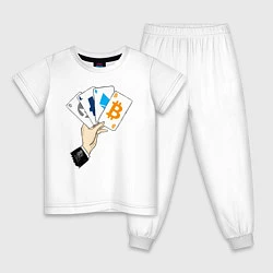 Пижама хлопковая детская Криптовалютные карты, цвет: белый