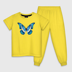 Пижама хлопковая детская Blue butterfly синяя бабочка, цвет: желтый