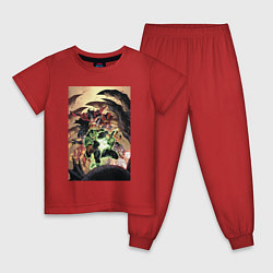 Пижама хлопковая детская Лига Справедливости с двумя Фонарями, цвет: красный