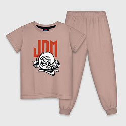 Пижама хлопковая детская JDM Japan Snail Turbo, цвет: пыльно-розовый
