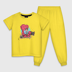 Пижама хлопковая детская Старушка вяжет колючую проволоку, цвет: желтый