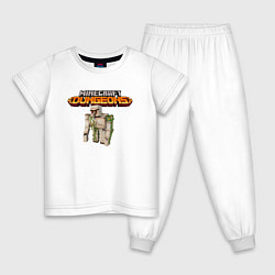 Пижама хлопковая детская Minecraft Iron Golem Video game, цвет: белый