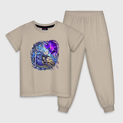 Пижама хлопковая детская Римуру в бою, цвет: миндальный