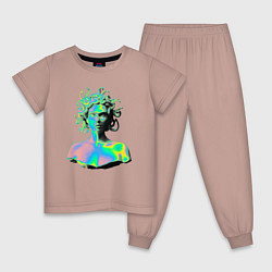 Пижама хлопковая детская Gorgon Medusa Vaporwave Neon, цвет: пыльно-розовый