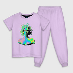 Пижама хлопковая детская Gorgon Medusa Vaporwave Neon, цвет: лаванда