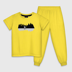 Пижама хлопковая детская Катись в горы, цвет: желтый