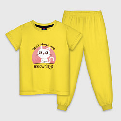 Пижама хлопковая детская Котёнок с большими глазами Best Days Are Meowdays, цвет: желтый