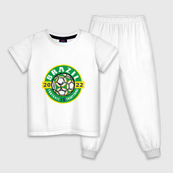 Пижама хлопковая детская Brazil 2022, цвет: белый