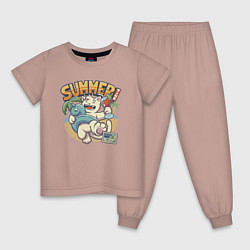Пижама хлопковая детская Summer time: Tropical Vibes, цвет: пыльно-розовый