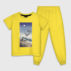 Пижама хлопковая детская Birds at Full Moon Ласточки под луной, цвет: желтый