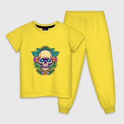 Пижама хлопковая детская Summer - Skull, цвет: желтый