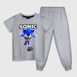 Пижама хлопковая детская Sonic the Hedgehog 2022, цвет: меланж