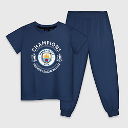 Пижама хлопковая детская Manchester City Champions 2122, цвет: тёмно-синий
