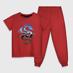 Пижама хлопковая детская Хромированный дракон, цвет: красный