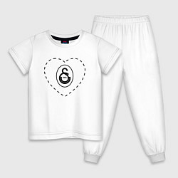 Пижама хлопковая детская Лого Galatasaray в сердечке, цвет: белый