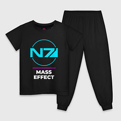 Пижама хлопковая детская Символ Mass Effect в неоновых цветах, цвет: черный