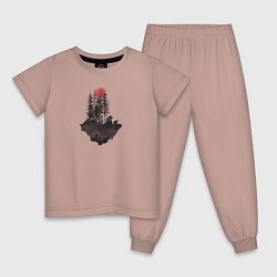 Пижама хлопковая детская Медвежий остров, цвет: пыльно-розовый
