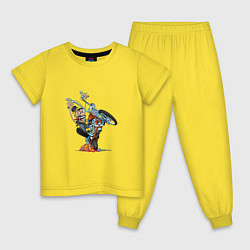 Пижама хлопковая детская THE RECKLESS BIKER, цвет: желтый