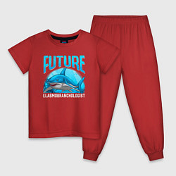 Пижама хлопковая детская Будущий специалист по акулам, цвет: красный