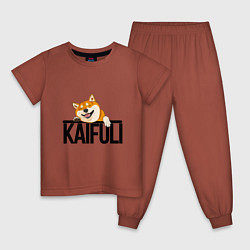 Пижама хлопковая детская Kaifuli shiba inu, цвет: кирпичный