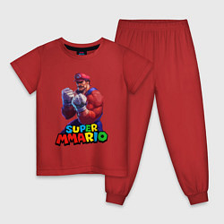 Пижама хлопковая детская Супер Ммарио Супер Марио ММА, цвет: красный