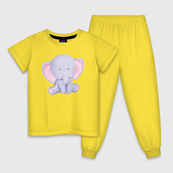 Пижама хлопковая детская Милый Слонёнок В Предкушении, цвет: желтый