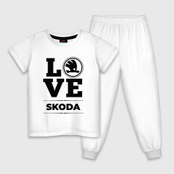 Пижама хлопковая детская Skoda Love Classic, цвет: белый