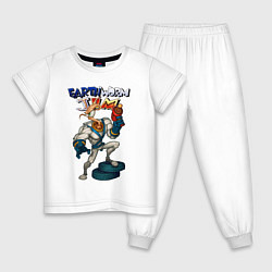 Пижама хлопковая детская Earth worm - Jim, цвет: белый